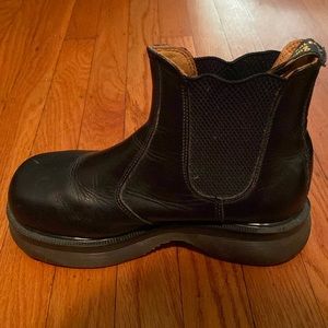 vintage dr martens black leather moto chunky ankle boots pull on size US 6